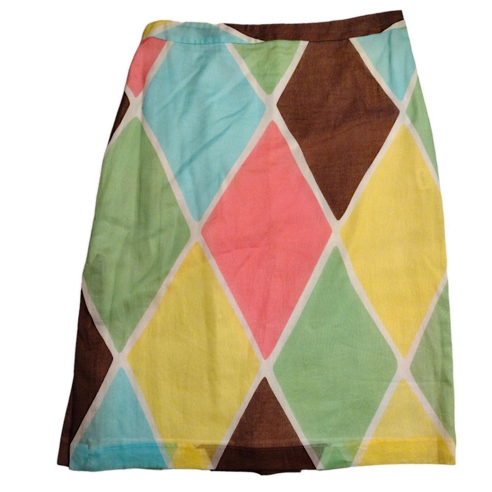 Milly of New York Diamond Pattern Skirt, Size 2, Multicolored / Pastel, Vintage